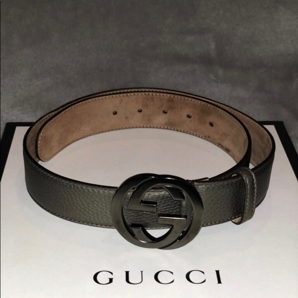 Metallic Gucci signature interlocking GG Belt